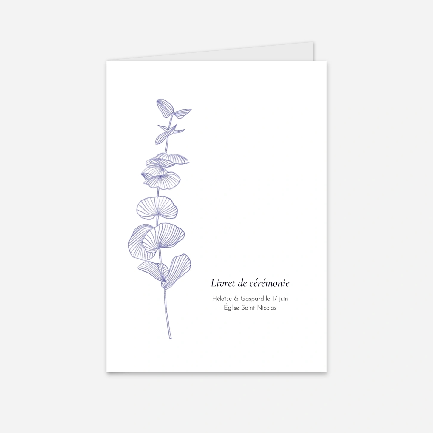 Livret de messe mariage Envolée d'eucalyptus