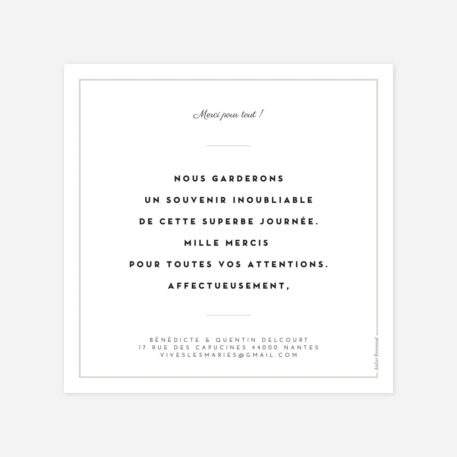 Carte de remerciements Étiquette