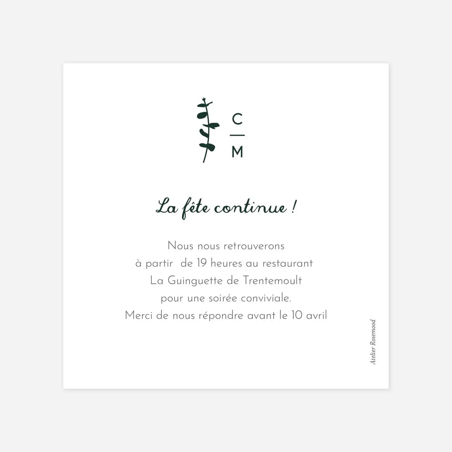 Carton d'invitation Eucalyptus