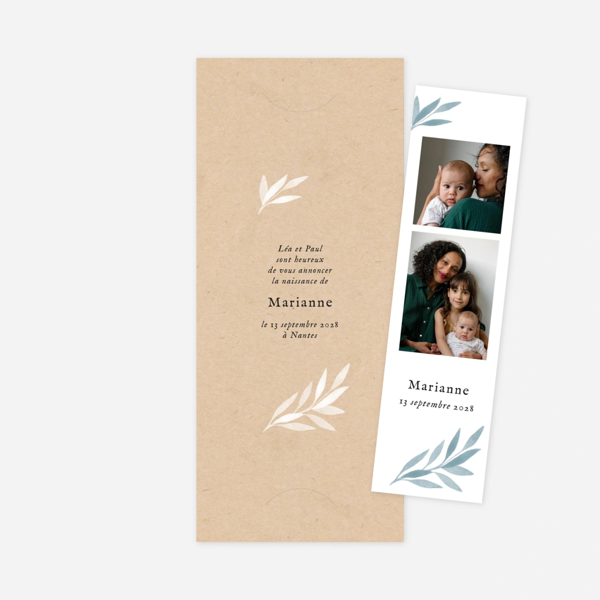Faire-part naissance Feuillage aquarelle