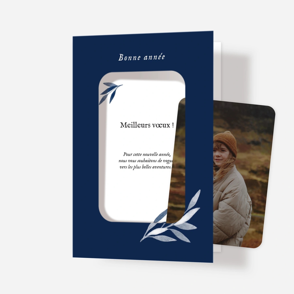 Carte de voeux Feuille aquarelle