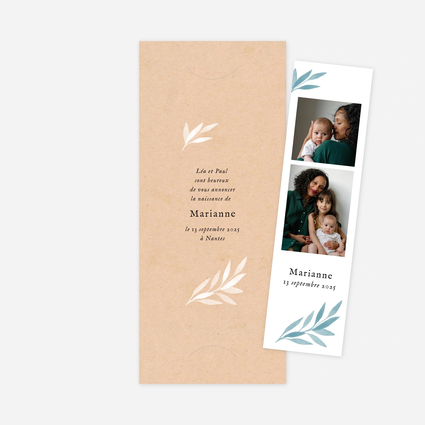 Faire-part naissance Feuille aquarelle