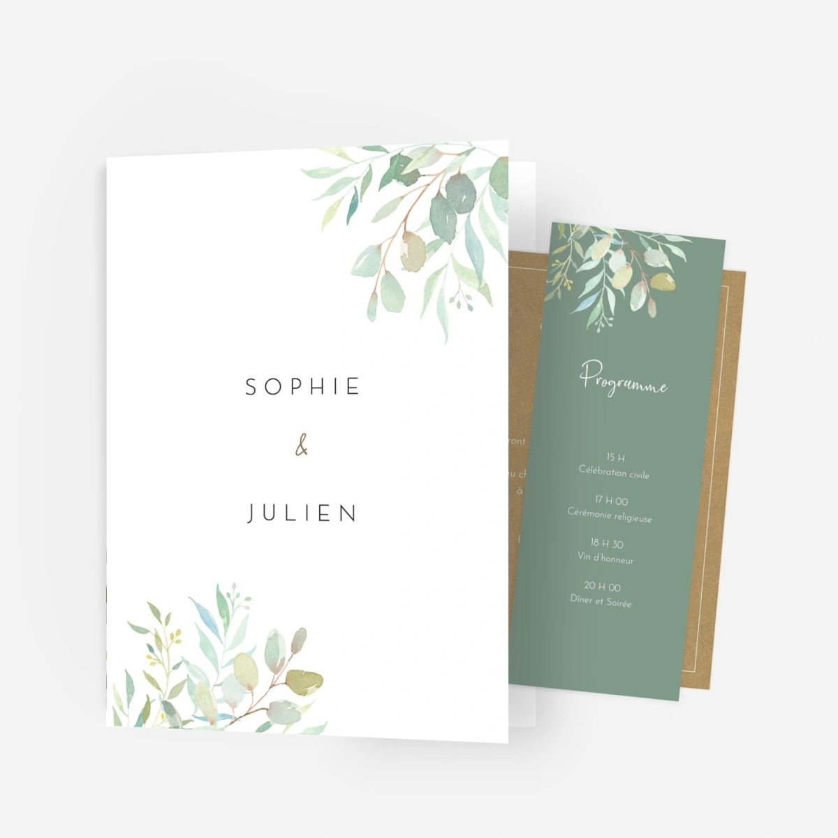 Faire-part mariage Feuillage eucalyptus