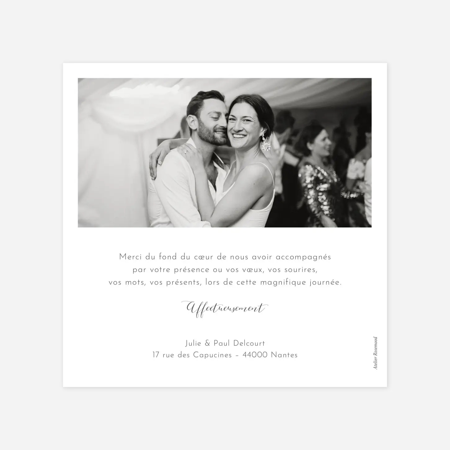 Carte de remerciements Feuille d'or Merci