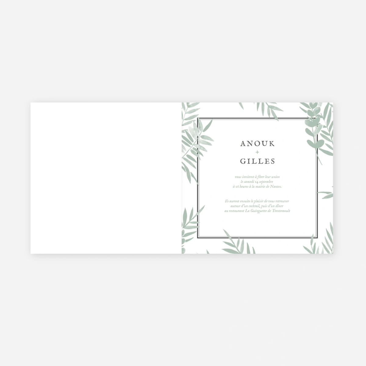 Faire-part mariage Feuillage