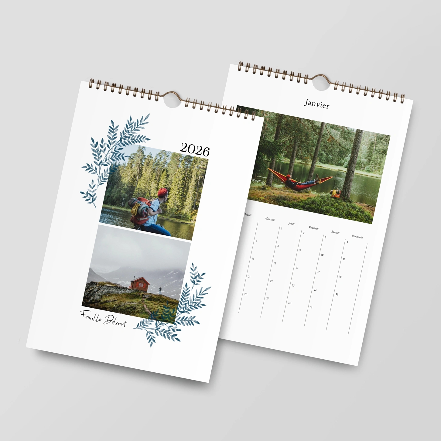 Calendrier mural cases personnalisables Feuillage