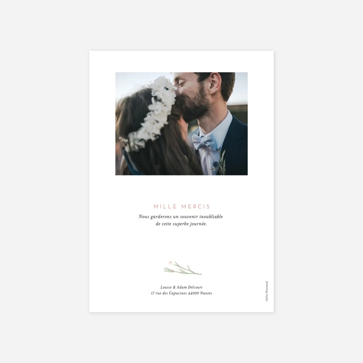 Carte de remerciements Fleurs aquarelle