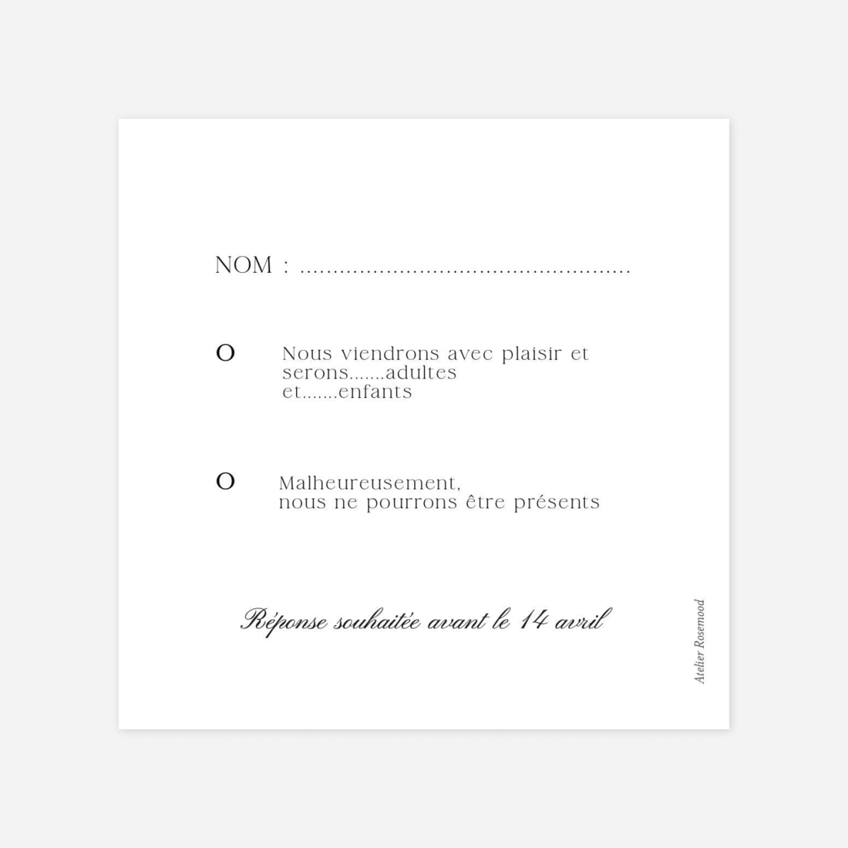 Carton réponse Fleur minimale