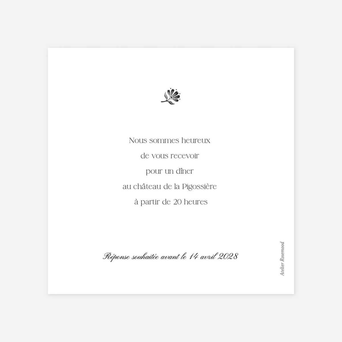 Carton d'invitation Fleur minimale