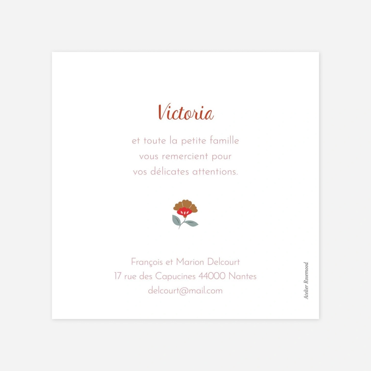 Carte remerciement naissance Flora