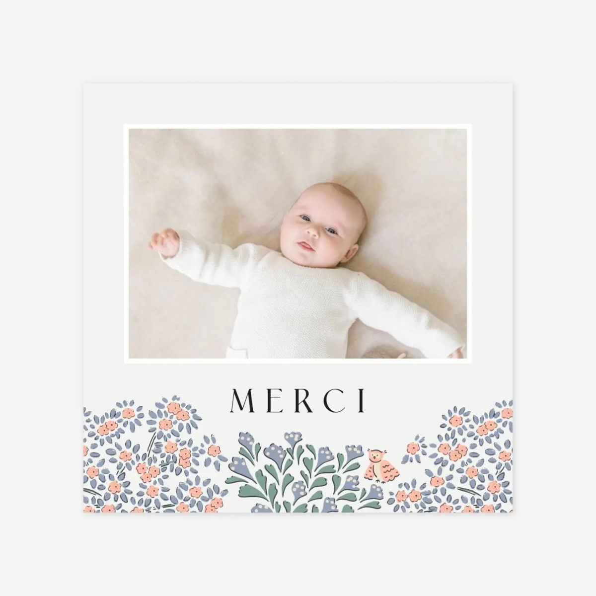 Carte remerciement naissance Forêt enchantée