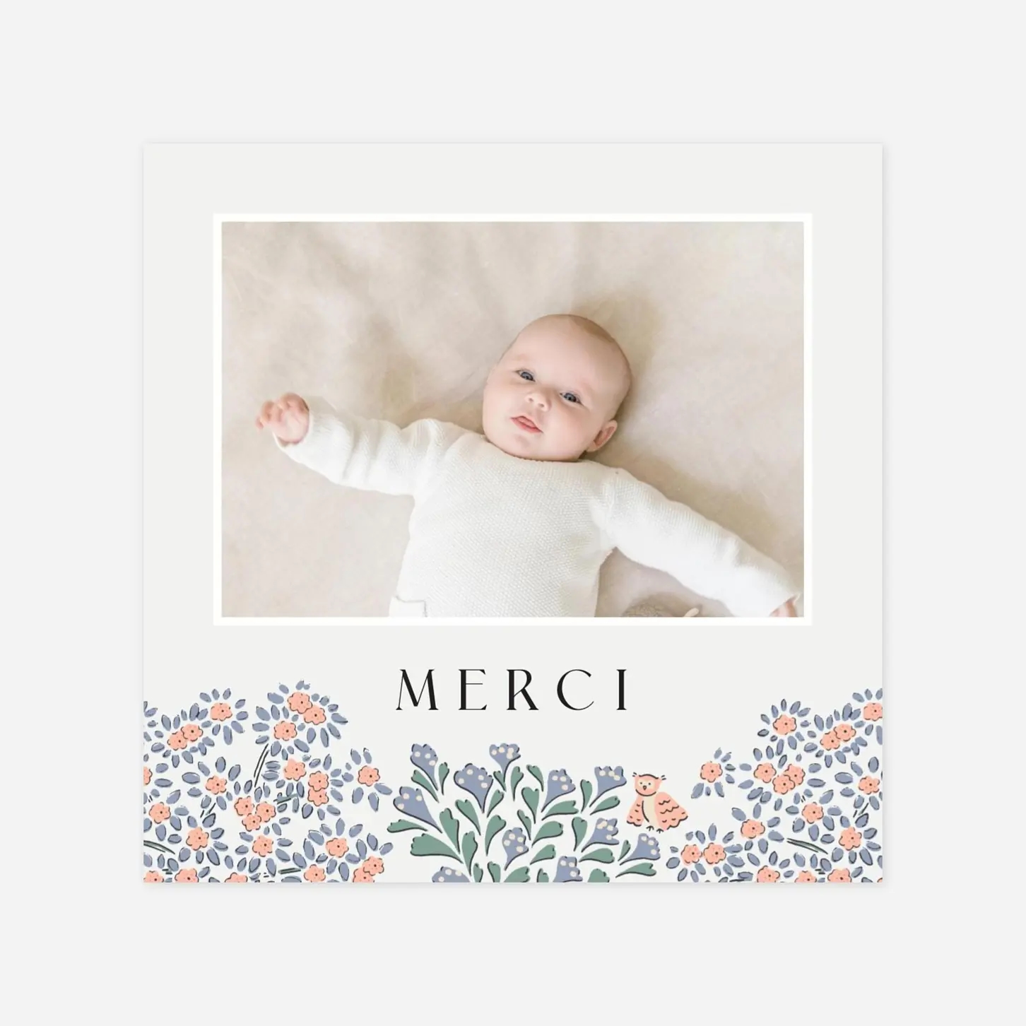 Carte remerciement naissance Forêt enchantée