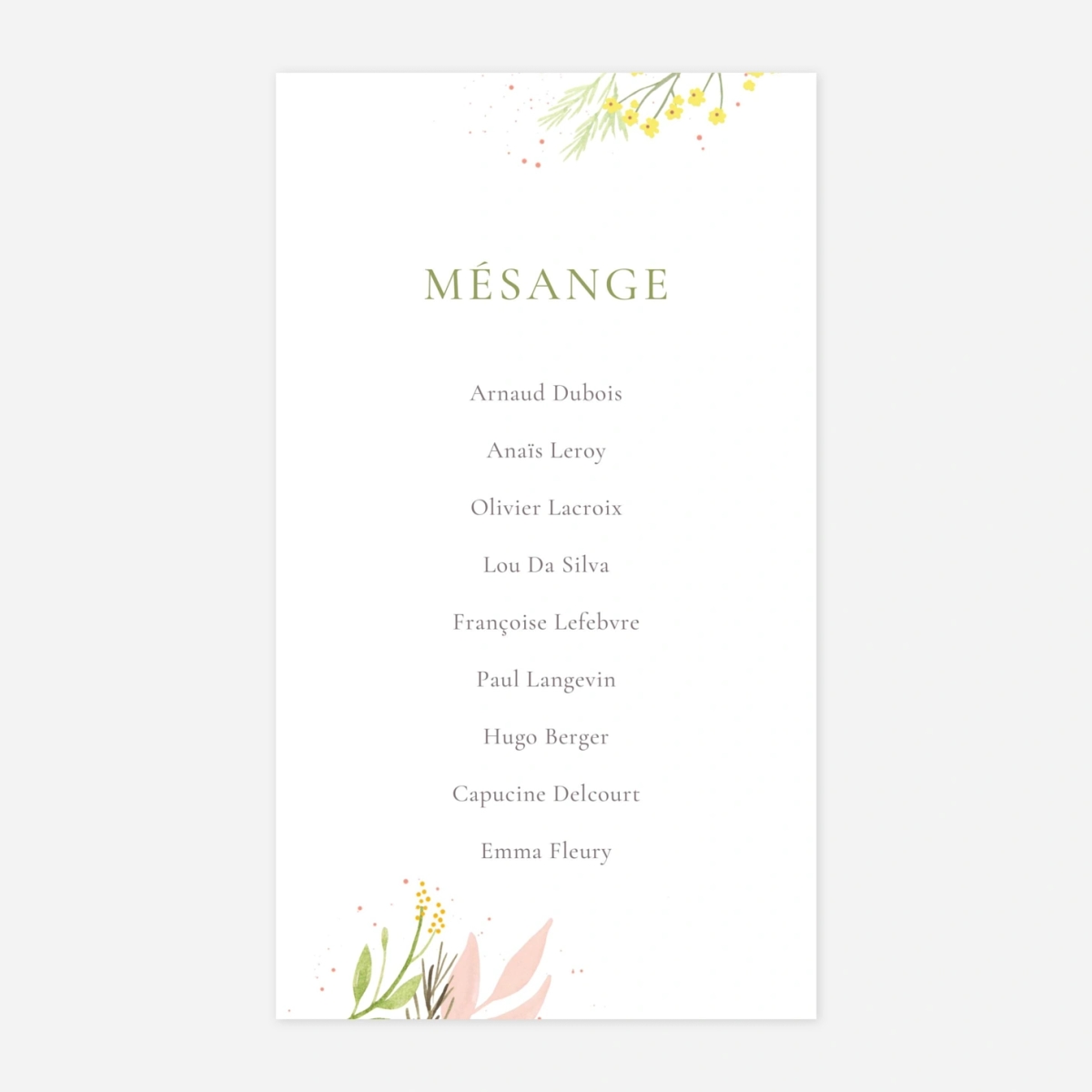 Nom de table mariage Gaieté