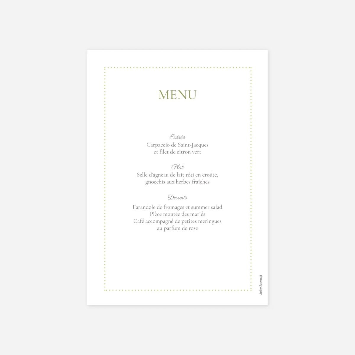 Menu baptême Gaieté