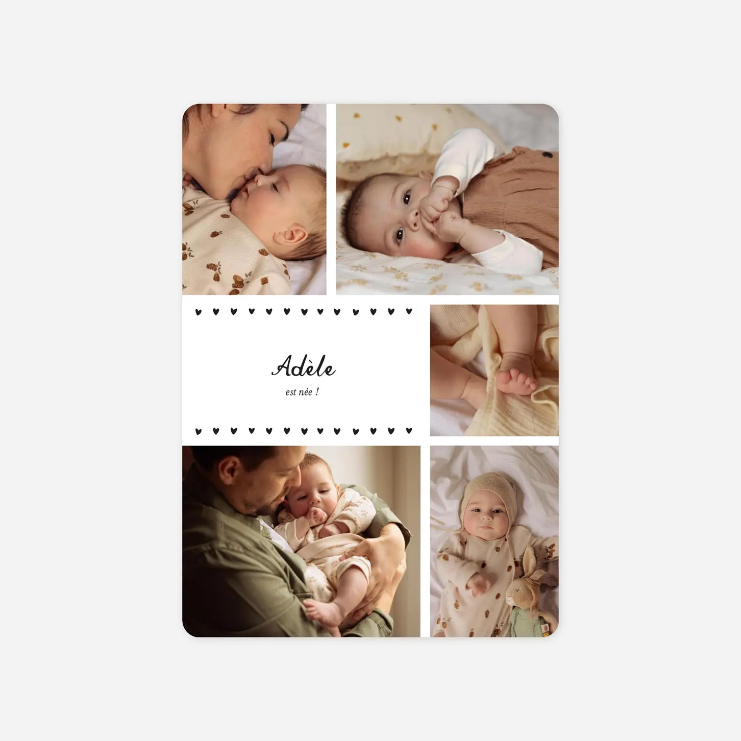 Faire-part naissance Guirlande de coeurs