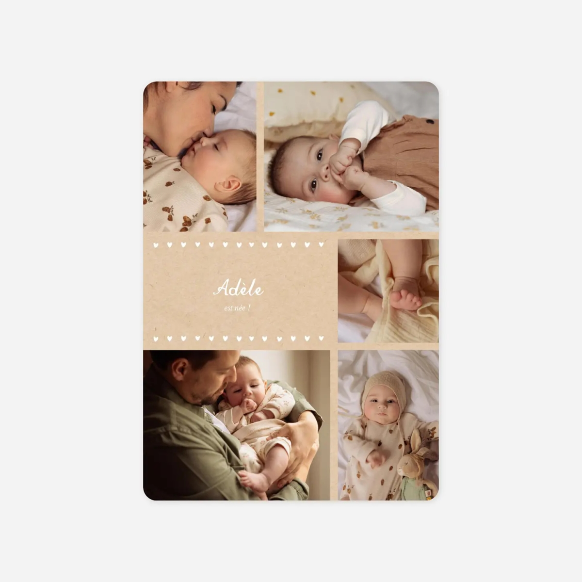 Faire-part naissance Guirlande de coeurs