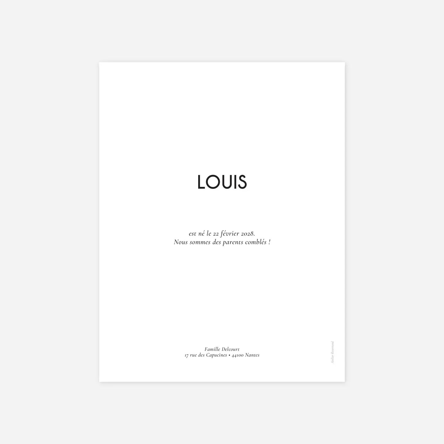 Faire-part naissance Grand format