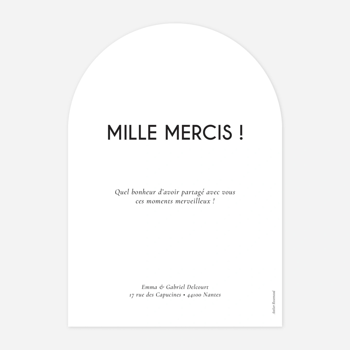 Carte de remerciements Grand format