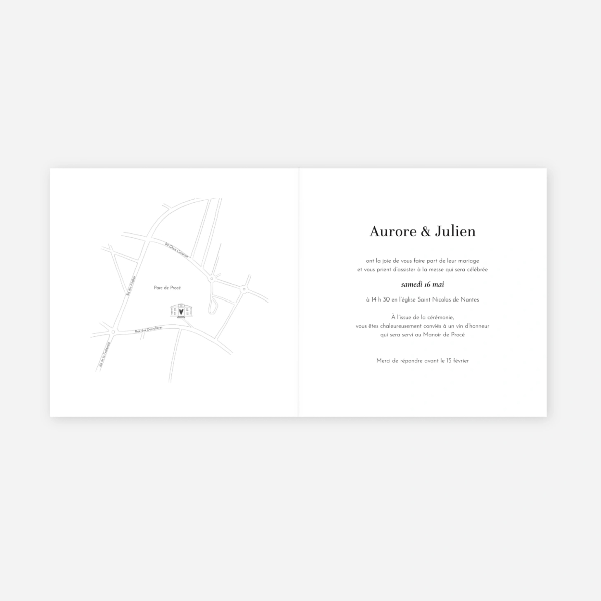 Faire-part mariage Gravure