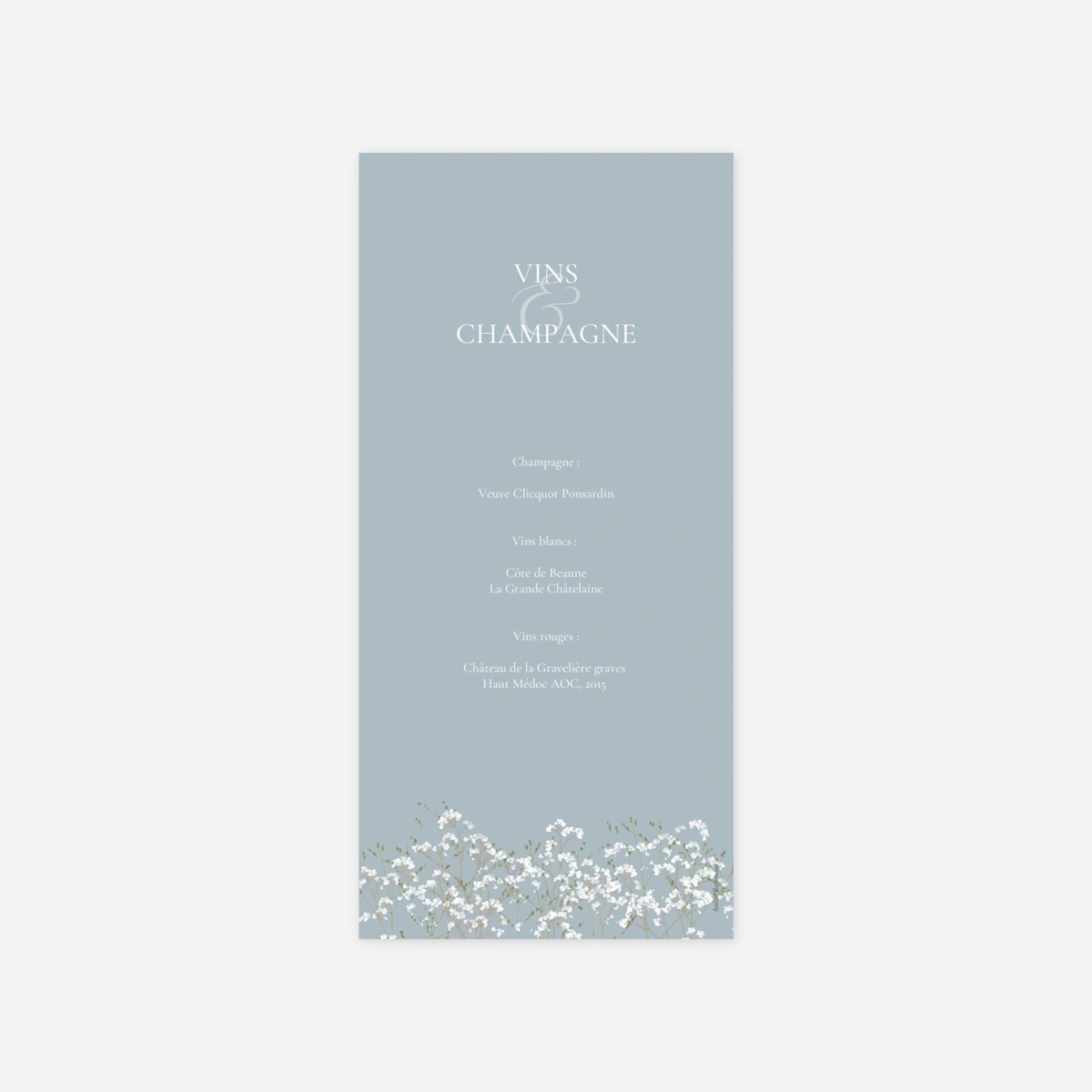 Menu mariage Gypsophile