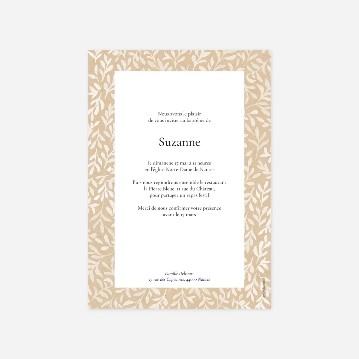 Faire-part baptême Harmonie