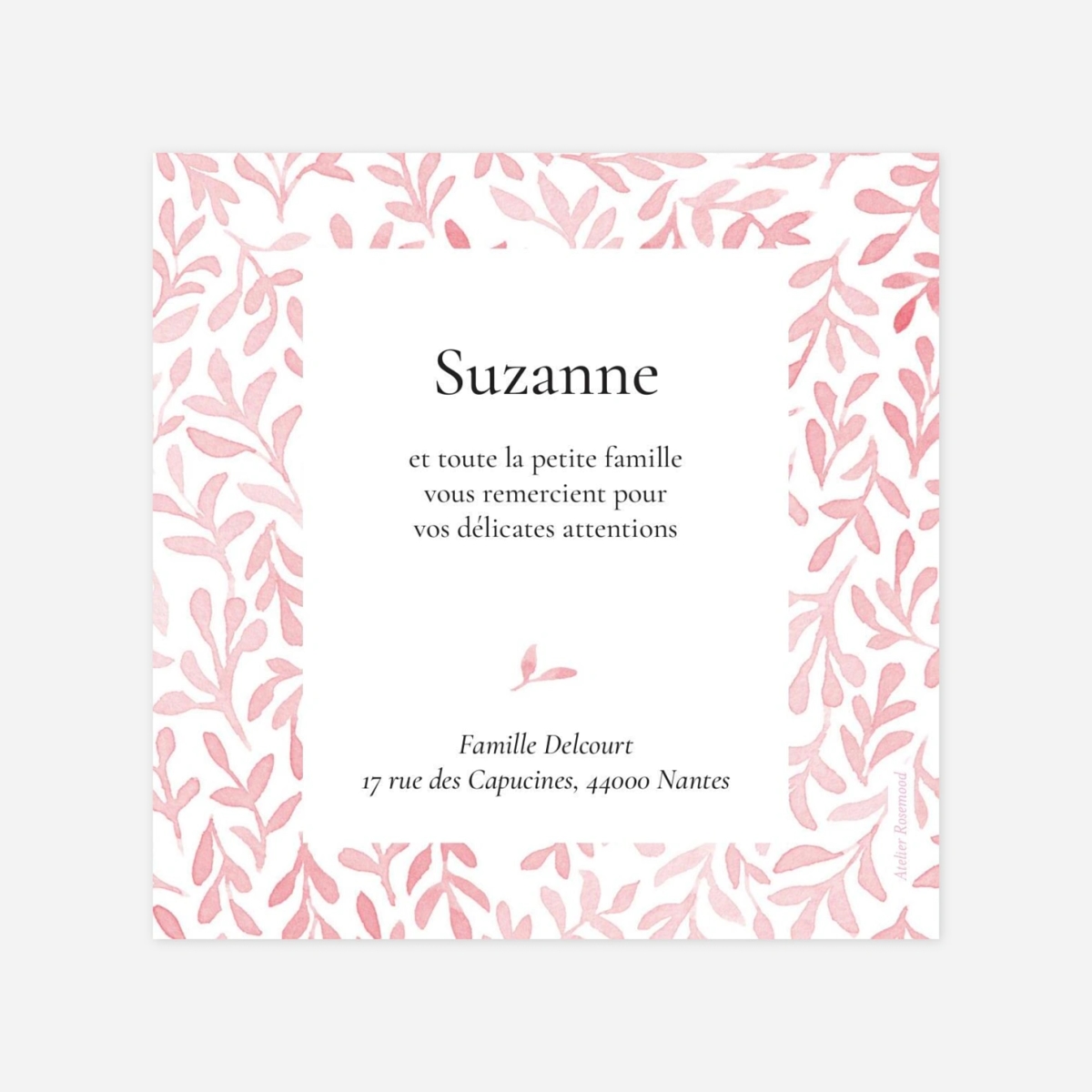 Carte remerciement naissance Harmonie