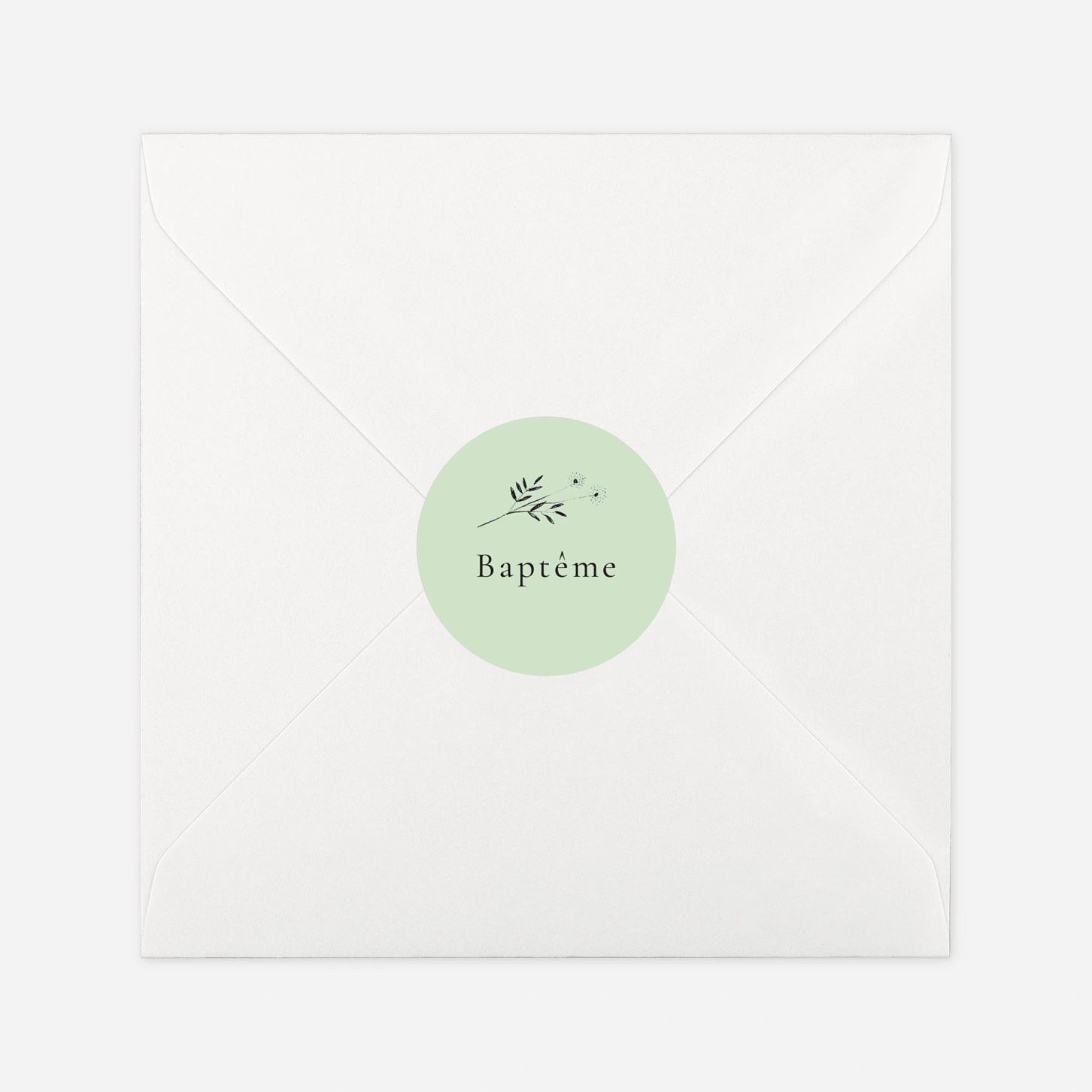 Stickers pour enveloppes baptême Herbier