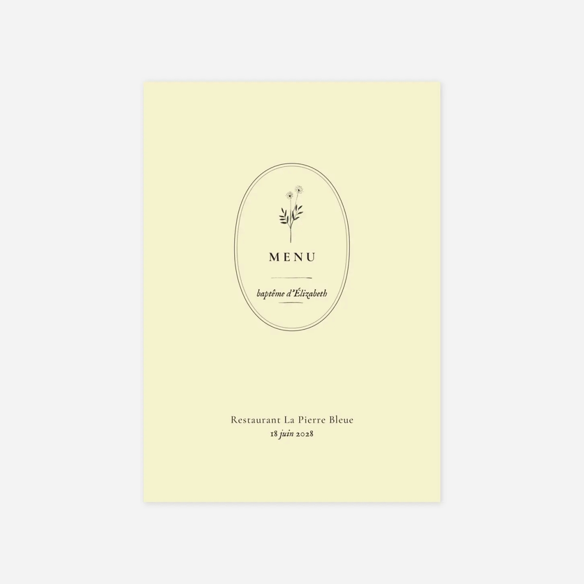 Menu baptême Herbier