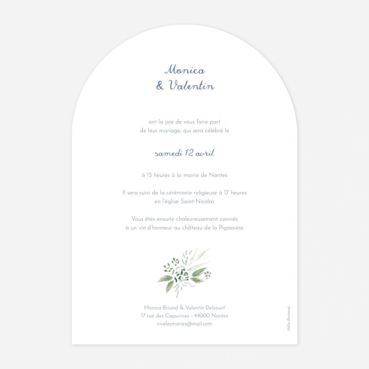 Faire-part mariage Initiales florales