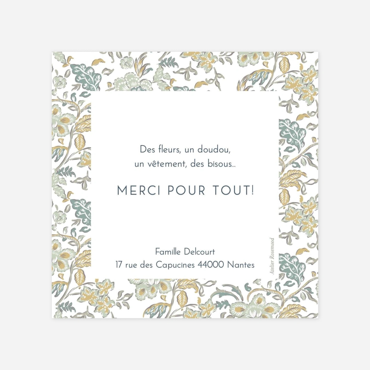 Carte remerciement naissance Indiennes