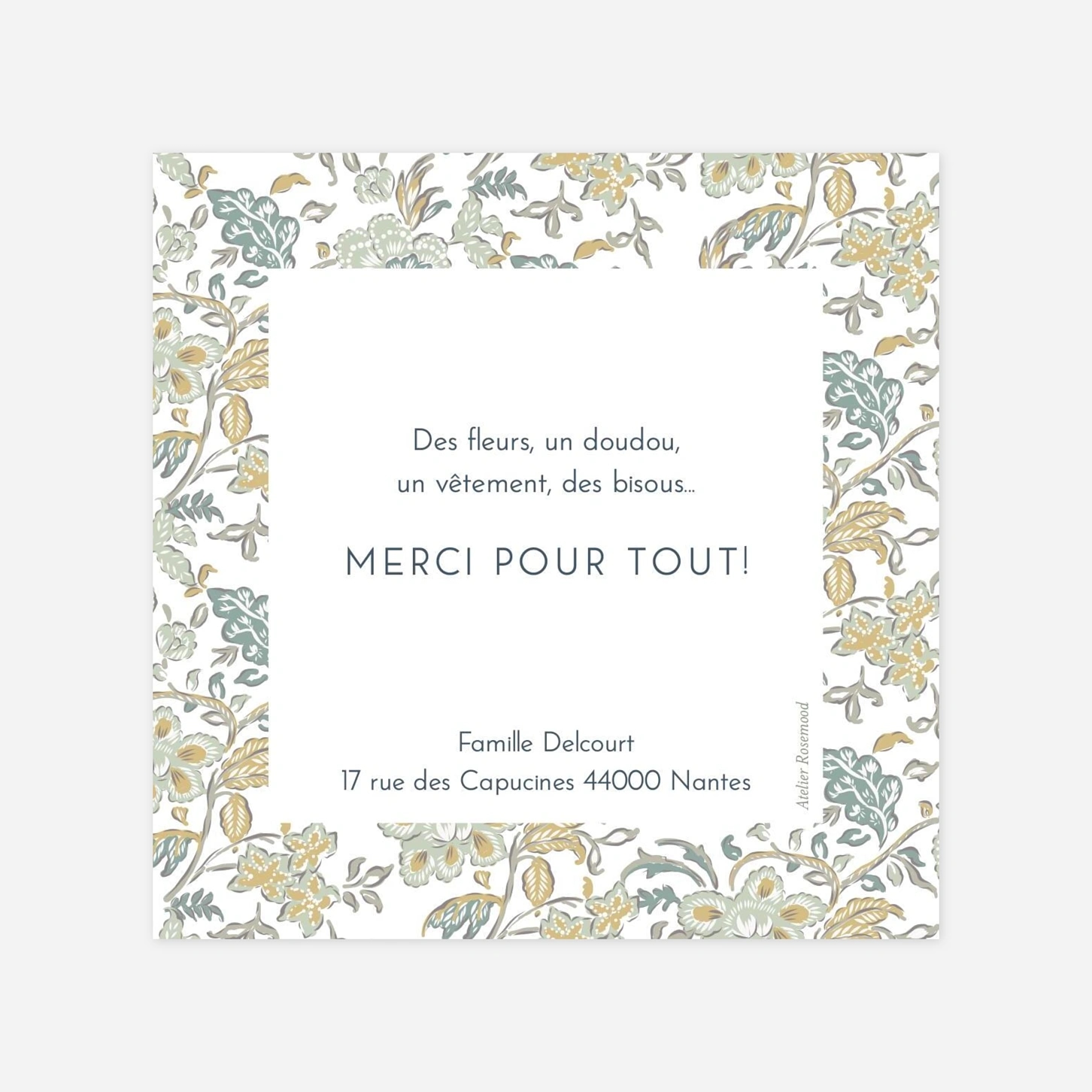 Carte remerciement naissance Indiennes