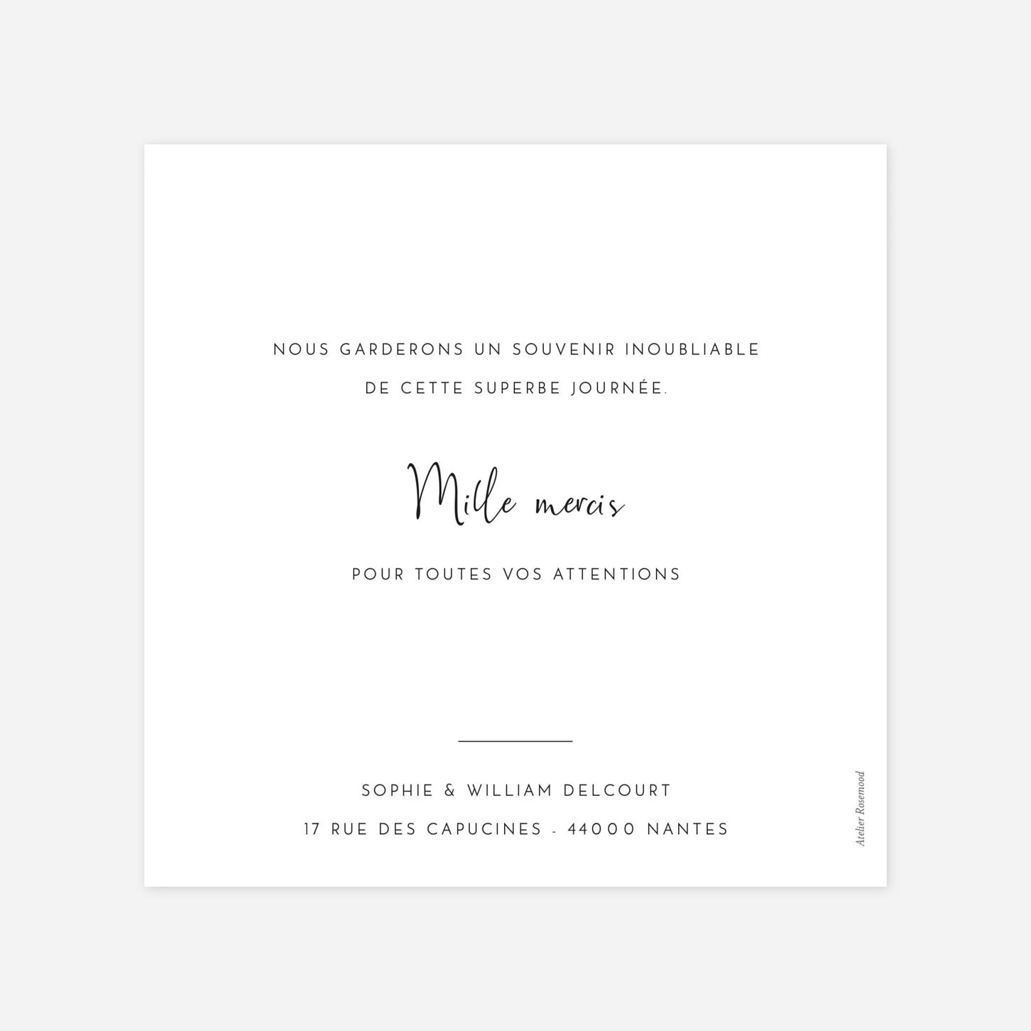 Carte de remerciements Intemporel