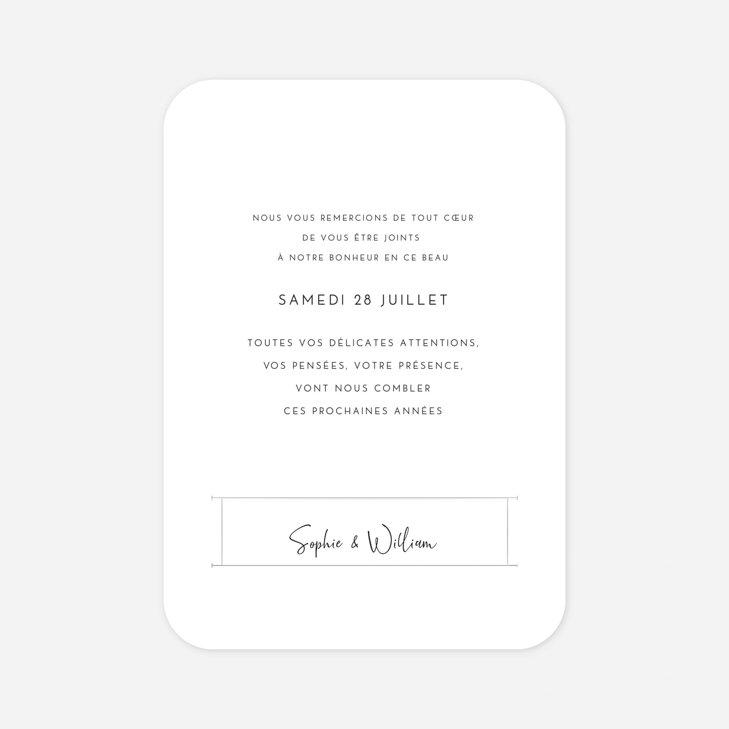 Carte de remerciements Intemporel