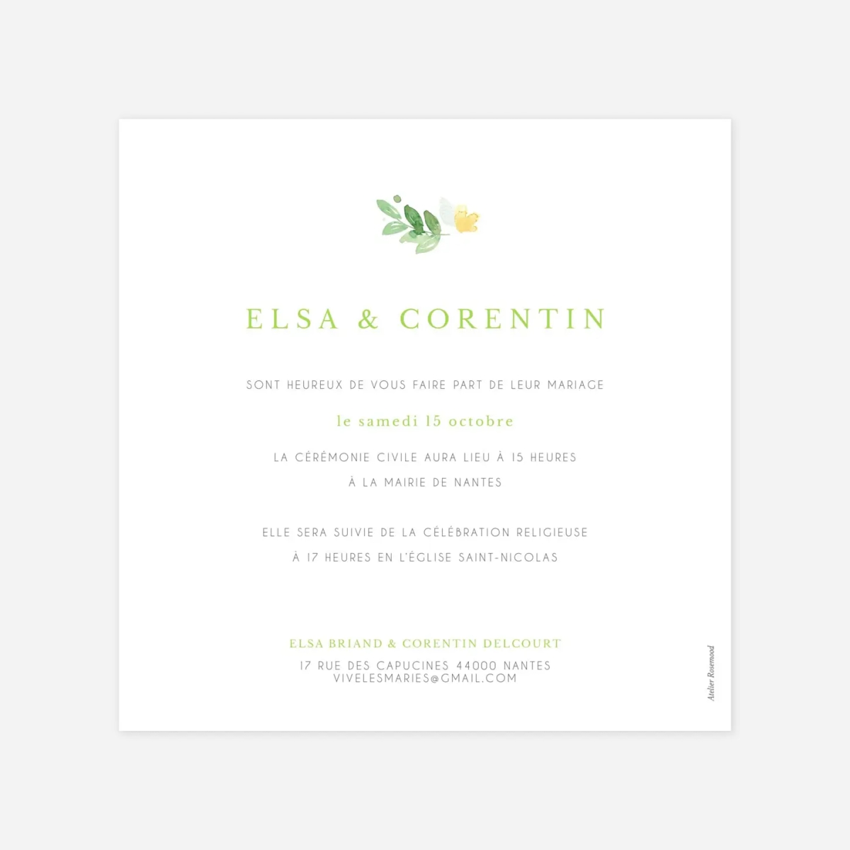 Faire-part mariage Jardin anglais