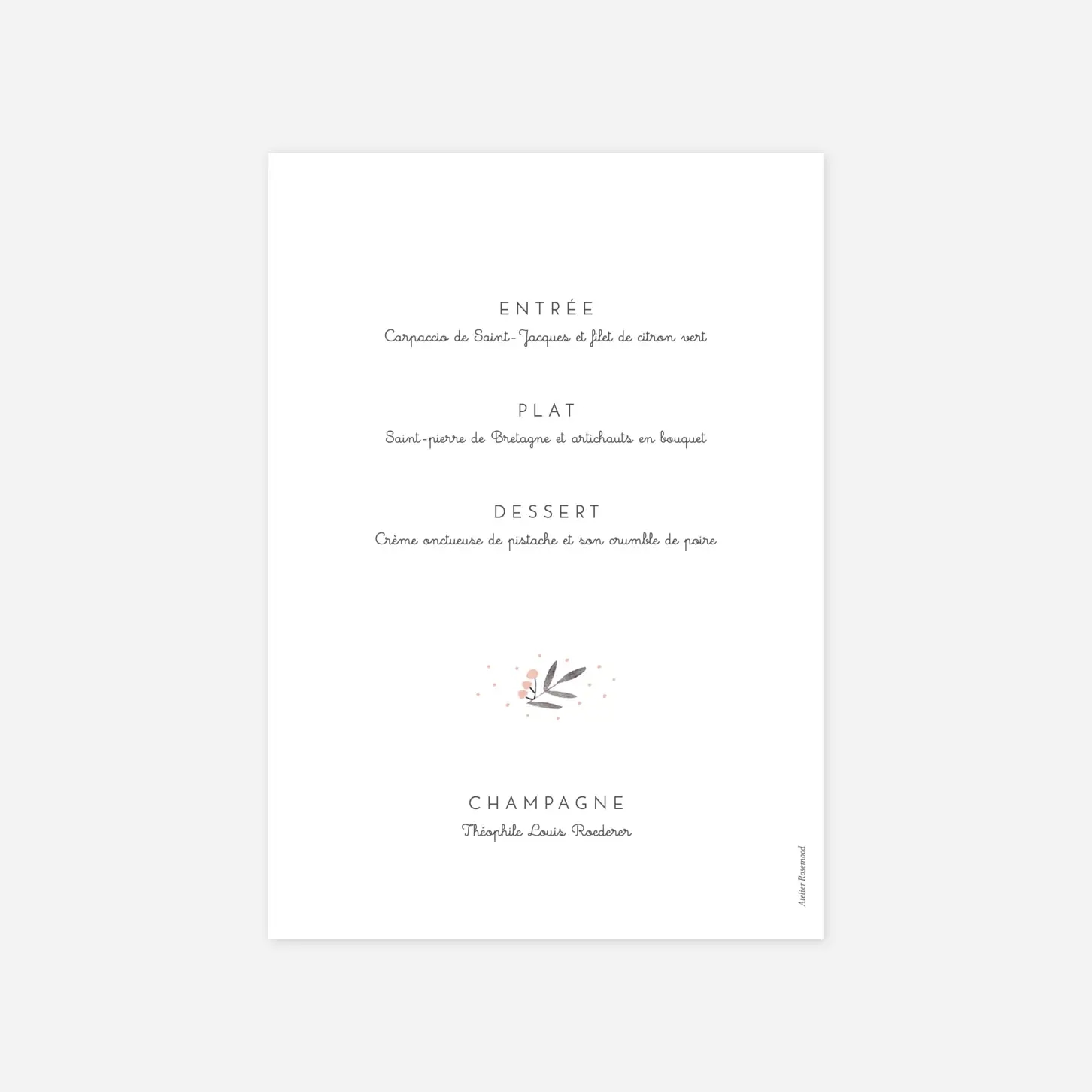 Menu baptême Jolies brindilles