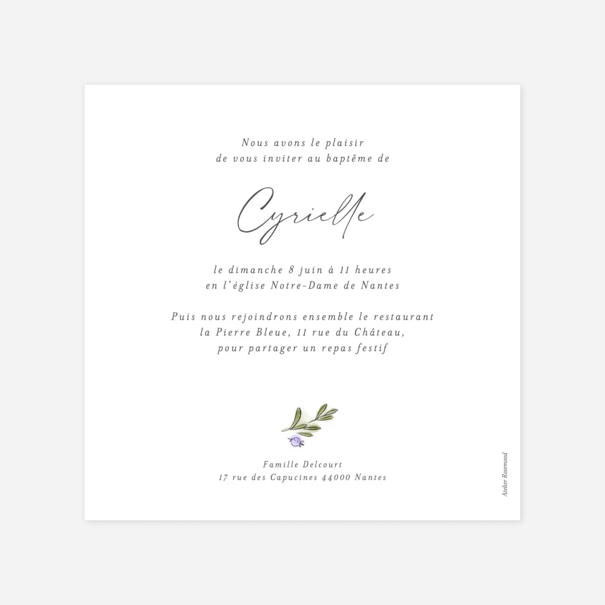 Faire-part baptême Jour de baptême couronne