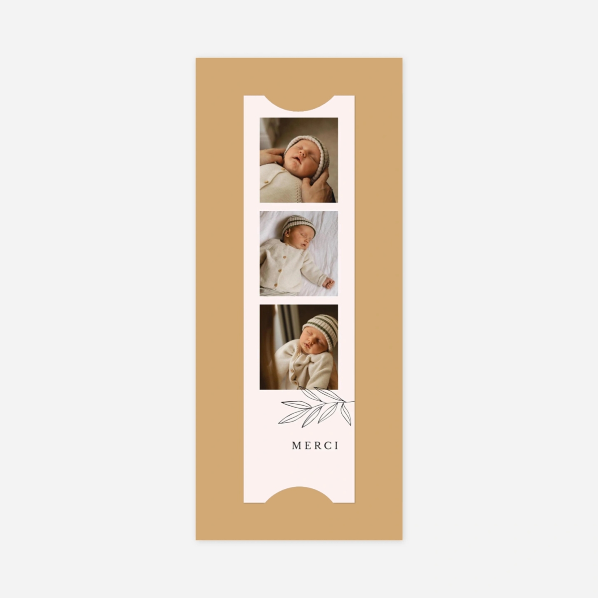 Carte remerciement naissance Jeune pousse pastel