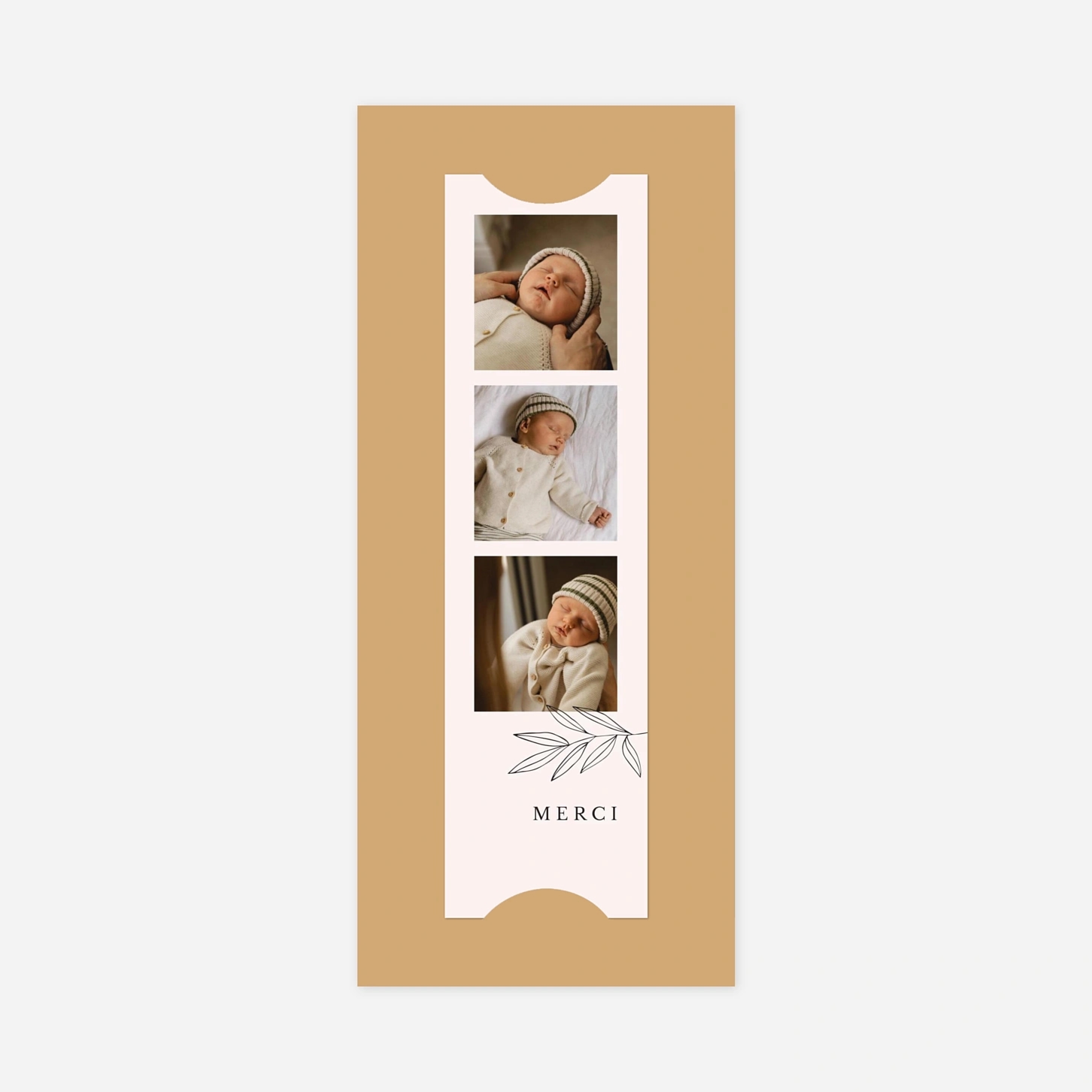 Carte remerciement naissance Jeune pousse pastel