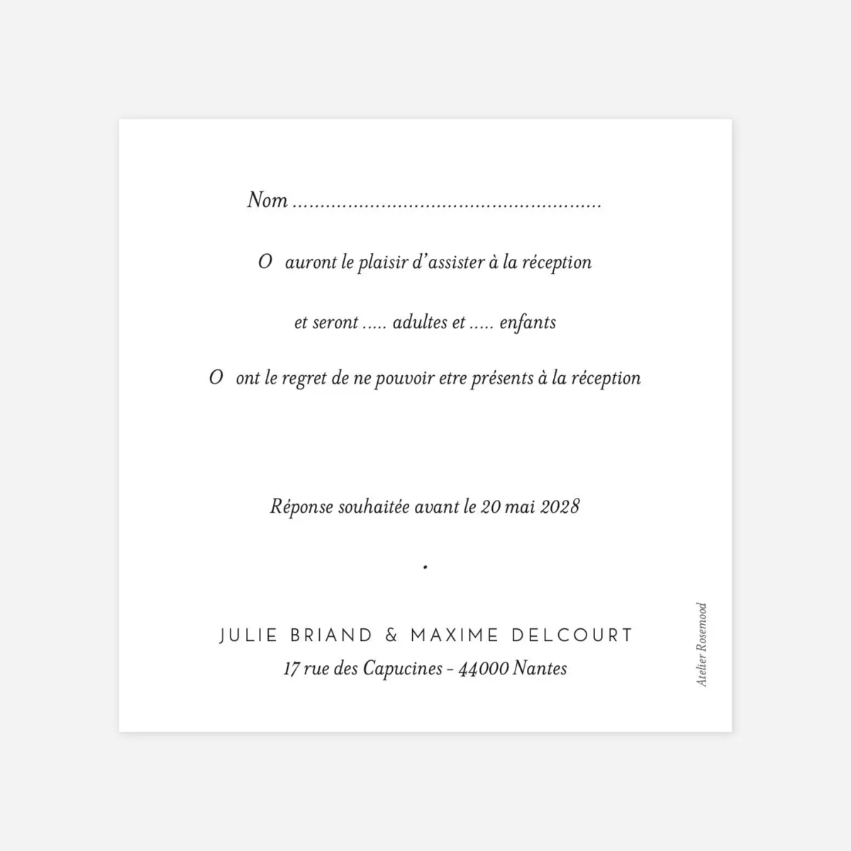 Carton réponse Joli brin