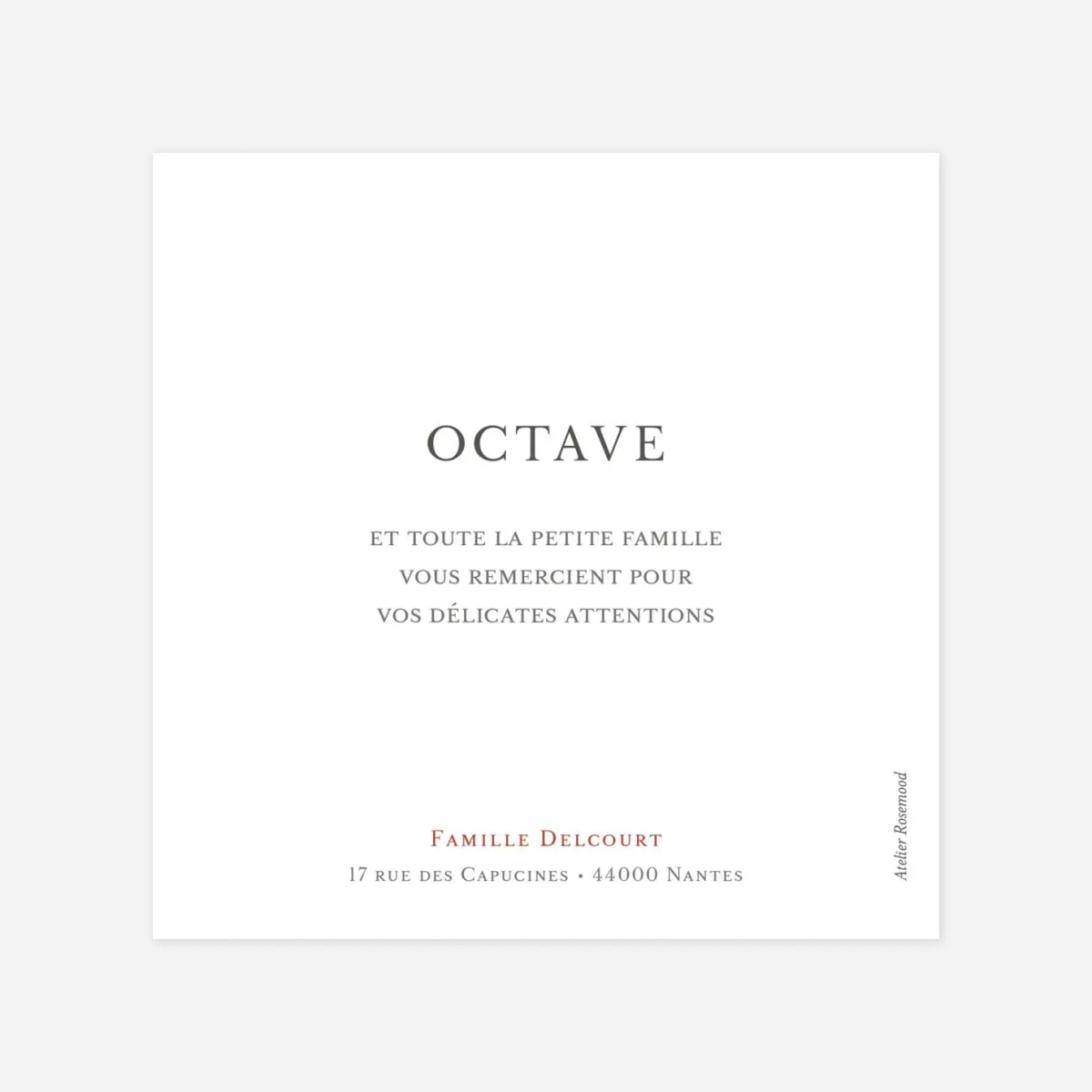 Carte remerciement naissance Joli détail