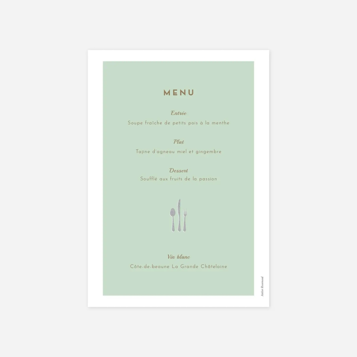 Menu baptême Jour de fête