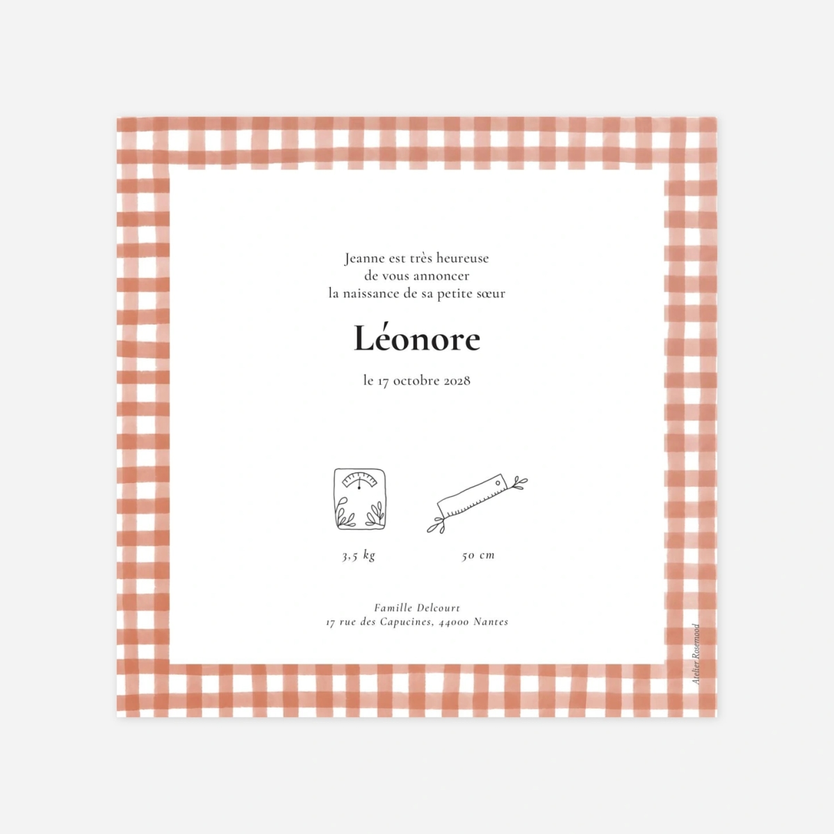 Faire-part naissance Joli vichy
