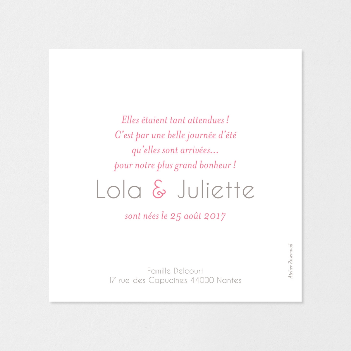 Faire-part naissance Jumeaux polaroid