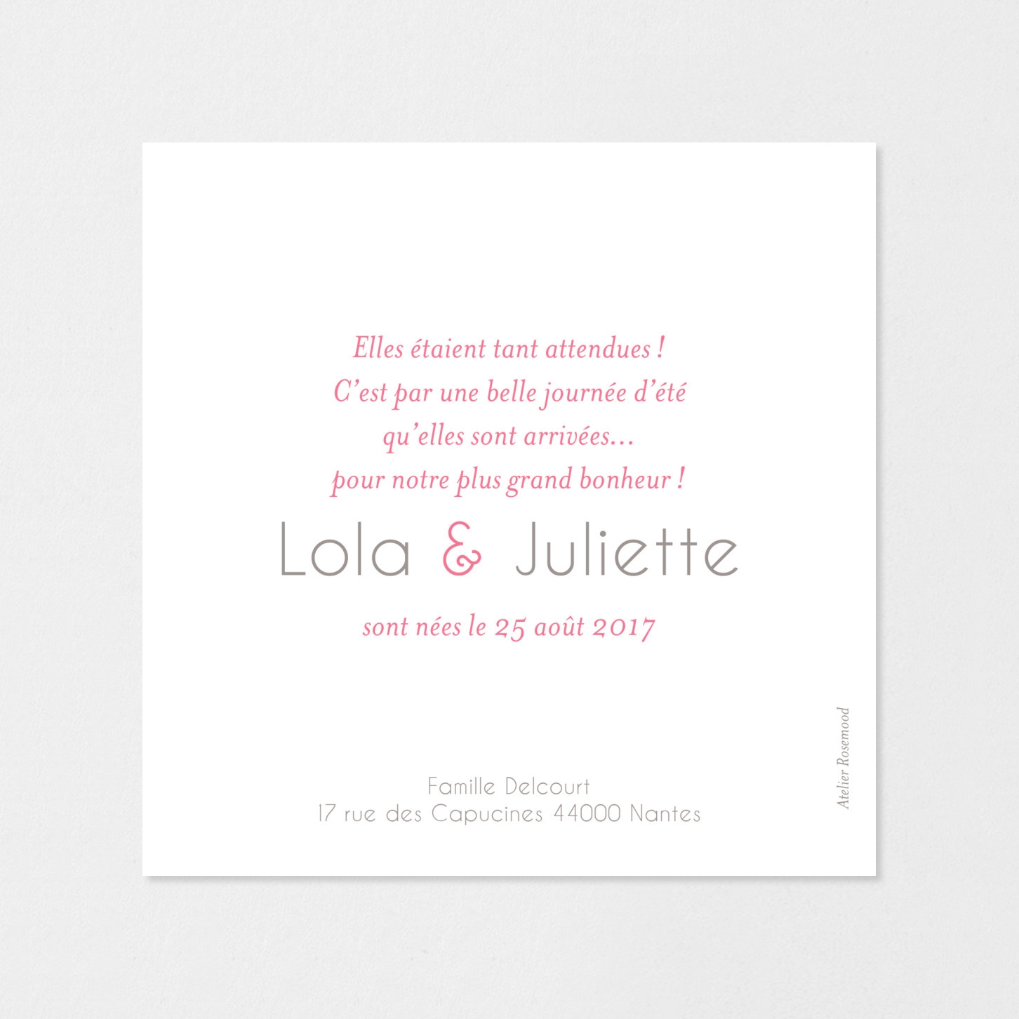 Faire-part naissance Jumeaux polaroid