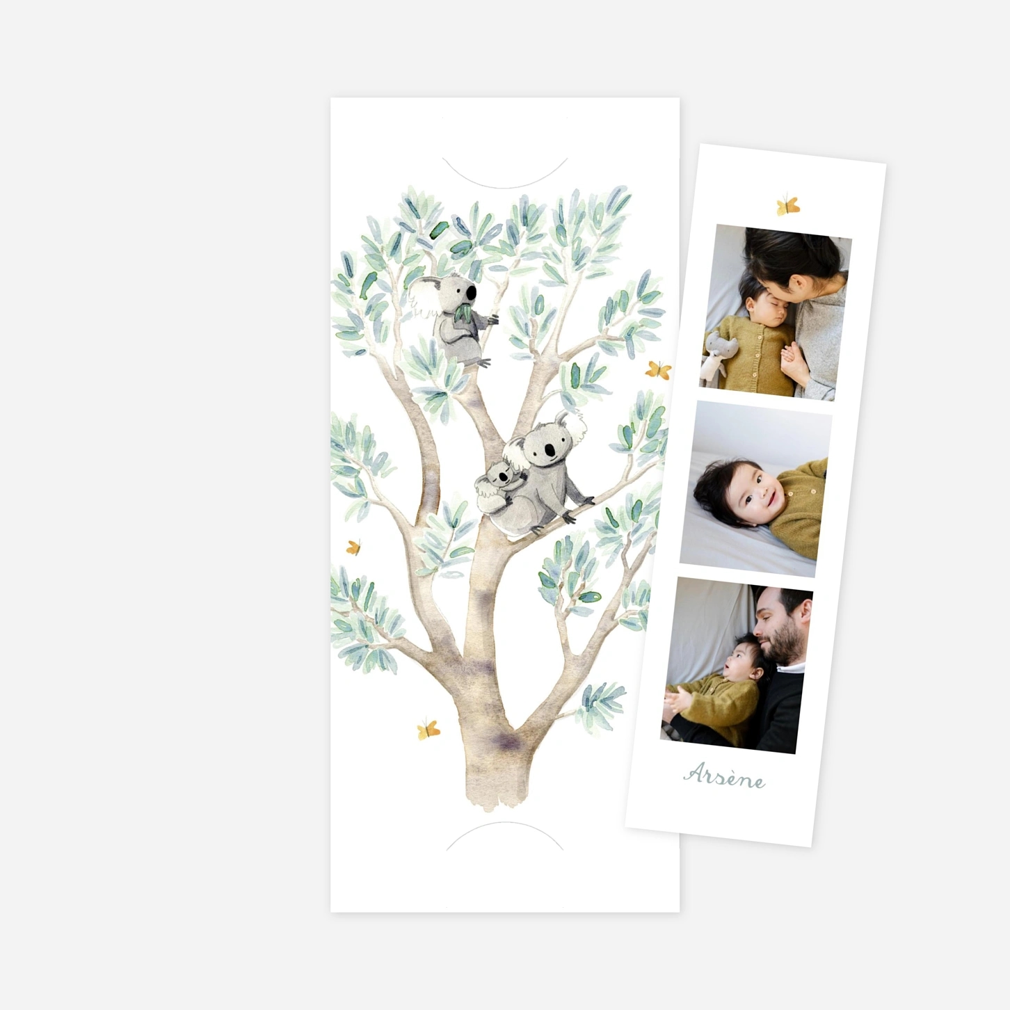 Faire-part naissance Koalas en famille