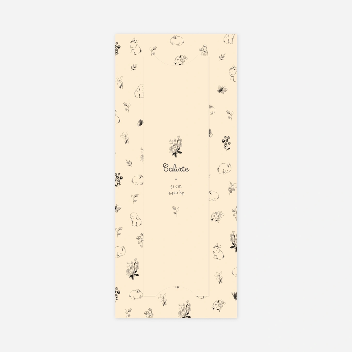 Faire-part naissance Lapin crayonné