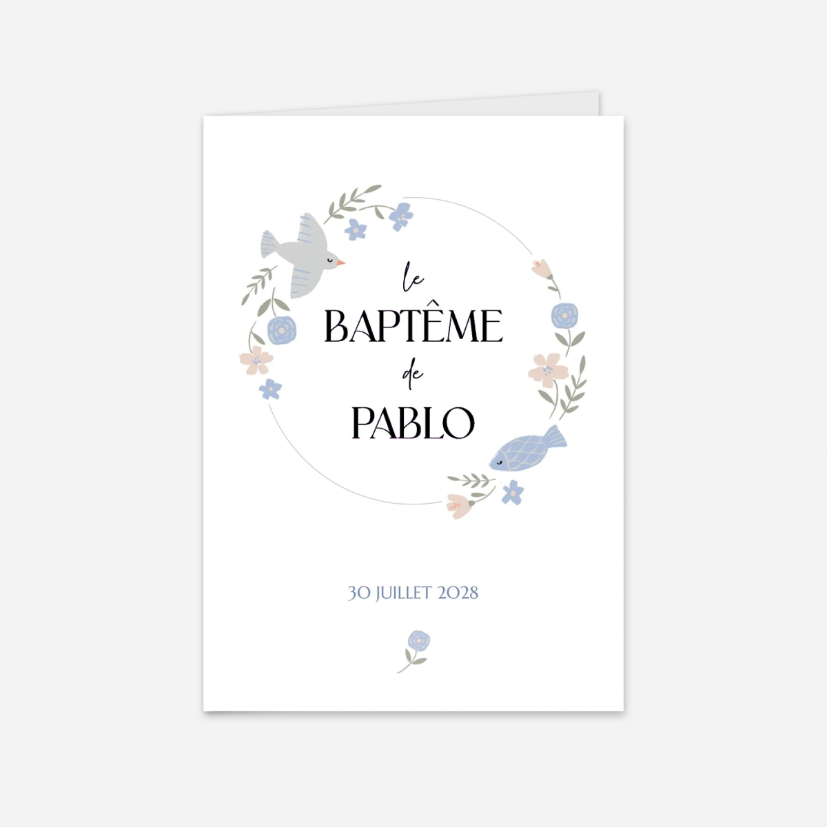 Faire-part baptême Couronne de paix