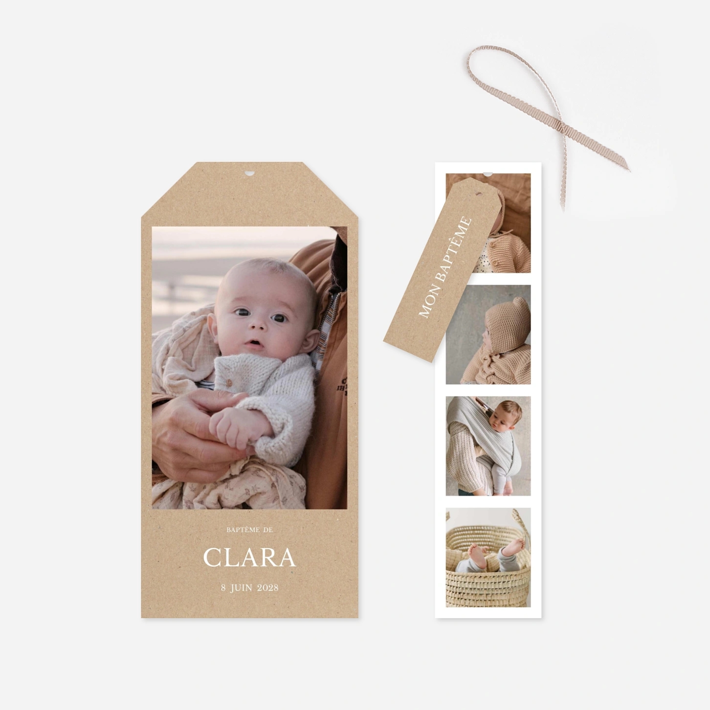 Faire-part baptême Petit feuillage