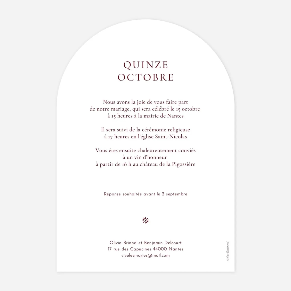 Faire-part mariage Laure de Sagazan II