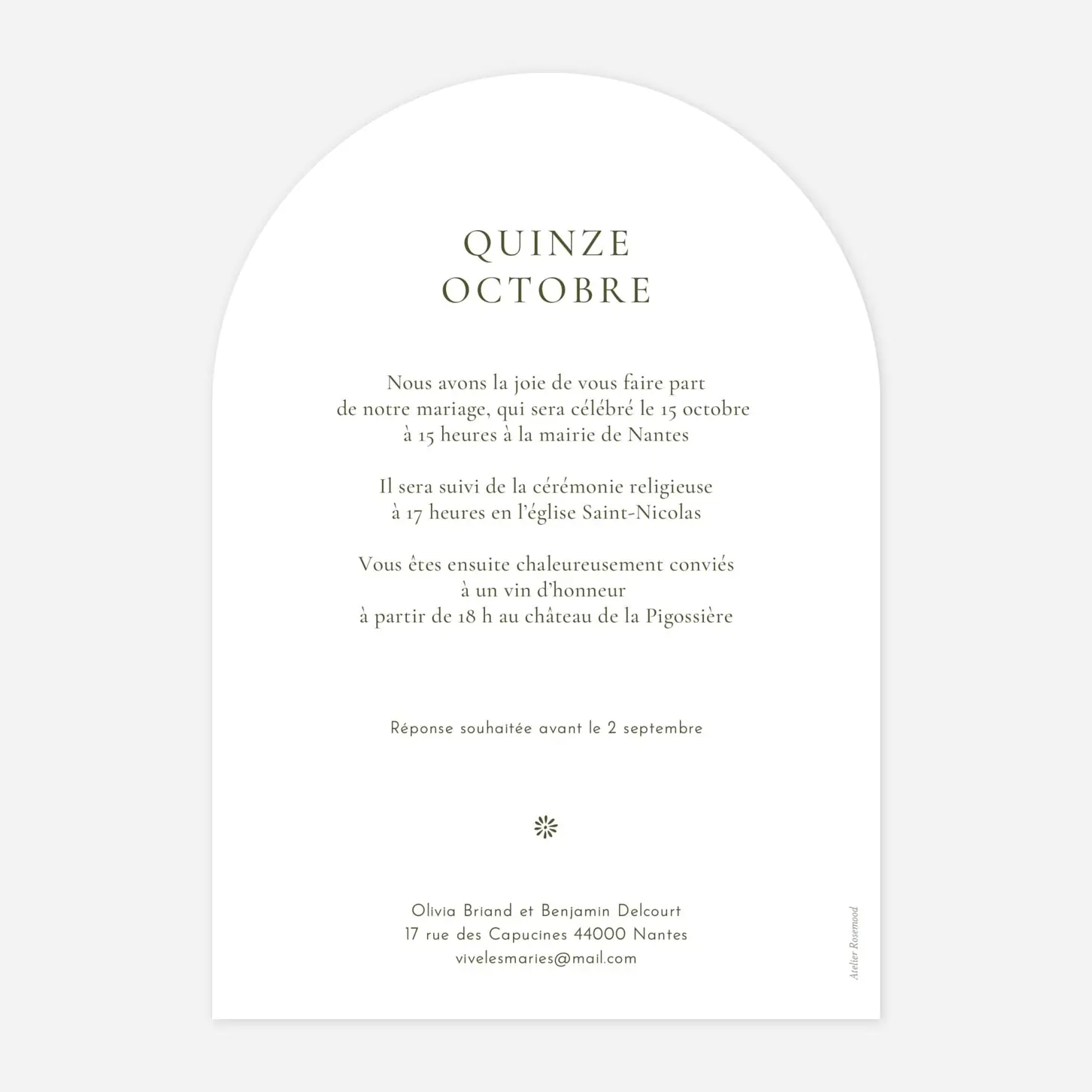 Faire-part mariage Laure de Sagazan II